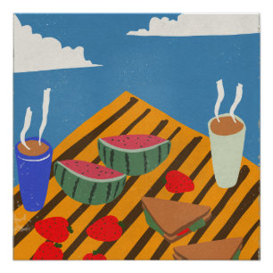 Póster Piquenique de Café da Manhã Vintage