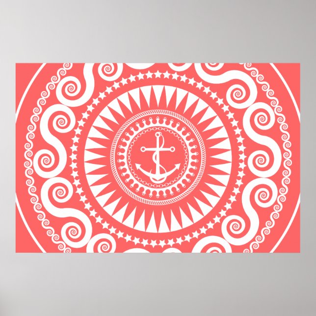 Poster Píquete rosa para baixo da âncora StellaRoot (Frente)