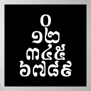 Poster Pirâmide de Números Cambojanos - 0 12 345 6789 K