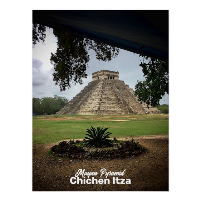 Póster Pirâmide Mayan CHICHEN ITZA Viagem Souvenir (Frente)