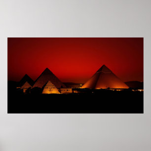 Poster Pirâmides ao Pôr do Sol Vermelho