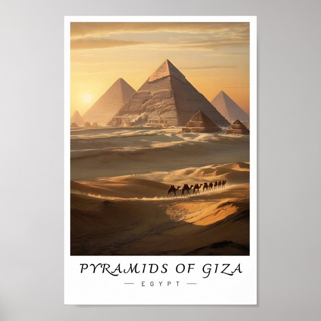 Poster Pirâmides de Gizé Arte de Parede Egito, Marco Anti (Frente)