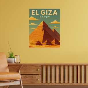 Poster Pirâmides de Gizé Vintage – Viagem pelo Egito Retr