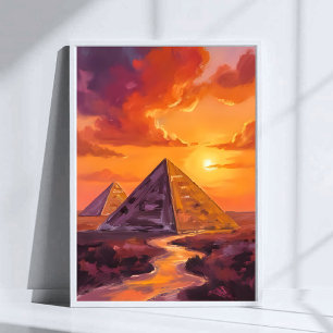 Poster Pirâmides do Egito Pôr do Sol Arte de Viagem