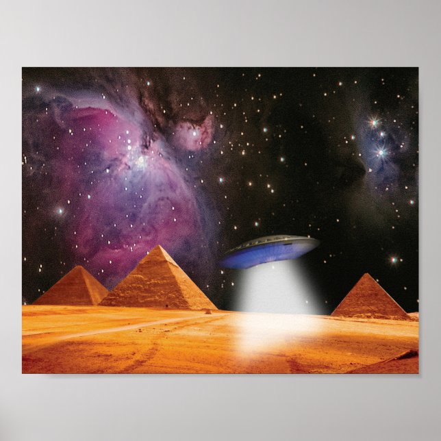 Poster Pirâmides Egípcias Giza Conhece Espaço e OVNI (Frente)