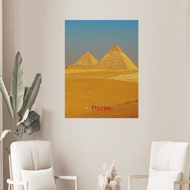 Poster Pirâmides magníficas das tempestades de areia no E (Magnificent Pyramids of Egypt Brazing Sand Storms Poster)