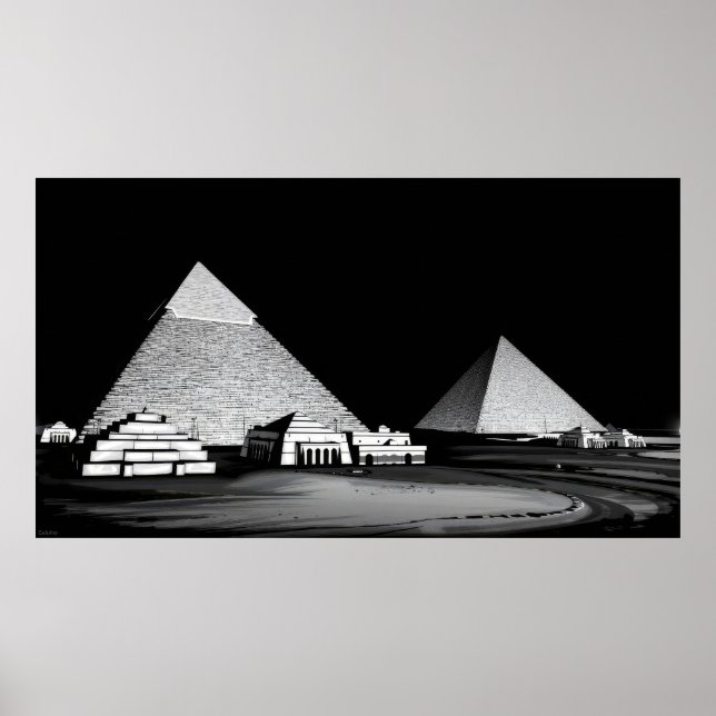 Poster Pirâmides Preto e Branco (Frente)