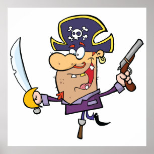 Poster Pirata de desenho animado