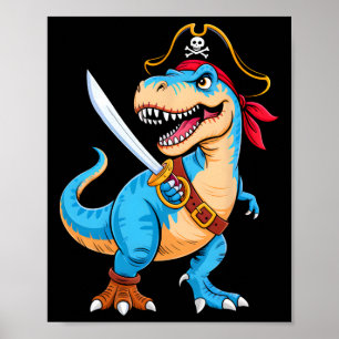 Poster Pirata Dinossauro T Rex Boys Dia de as Bruxas engr