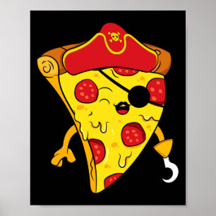 Poster pirata do mar do Caribe menino pequeno pizza