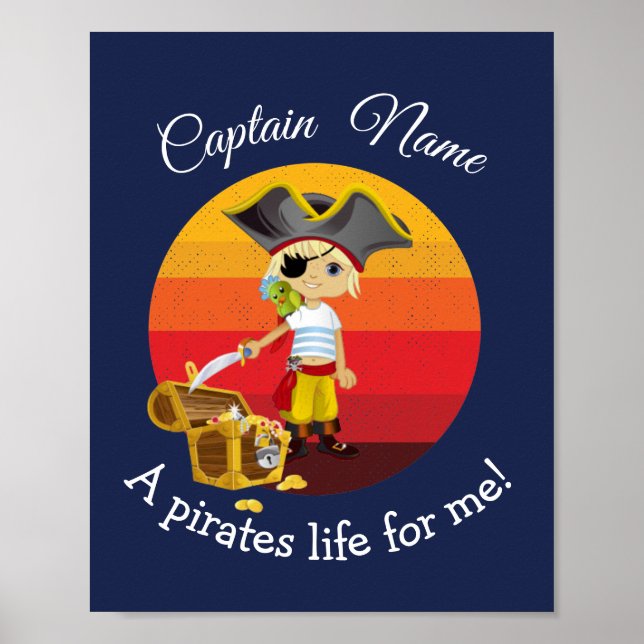 Poster Pirata do Partido do Blue Boy Náutico Sunset (Frente)