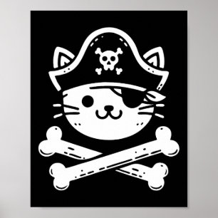Poster Pirata Gato Crossbones Gato Gato-Penteado Gato Gat
