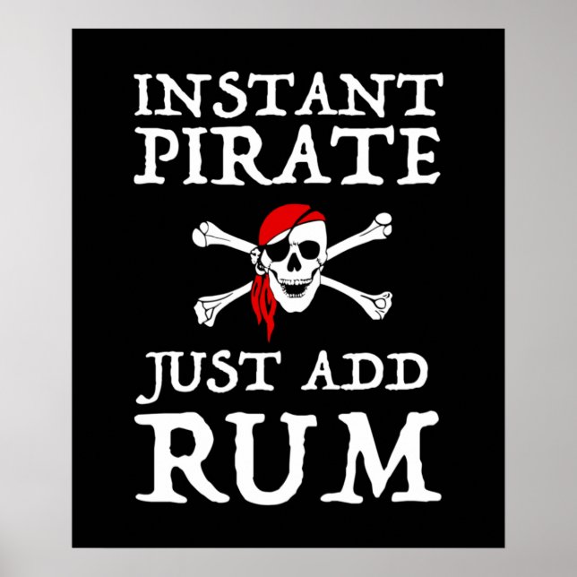 Poster Pirata Instantânea - Basta Adicionar Rum (Frente)