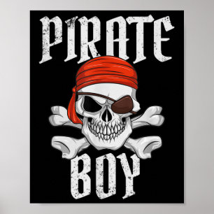 Poster Pirata Menino Halloween Caveira & Ossos Cruzados P