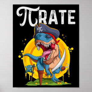 Poster Pirata T-rex Pi Rate Dino Pi Rate Geektudo Pi Dia 
