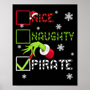 Poster Pirata Travesso Engraçado Natal Xmas Homens Mulher