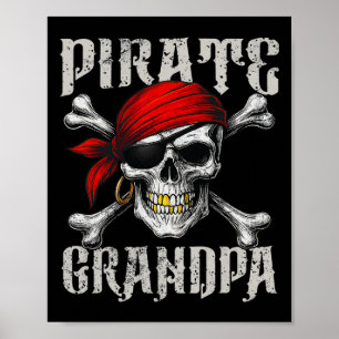 Poster Pirata Vovô Jolly Roger Flag E Skull Crossbon