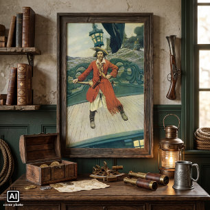 Poster Piratas do vintage, capitão Keitt por Howard Pyle