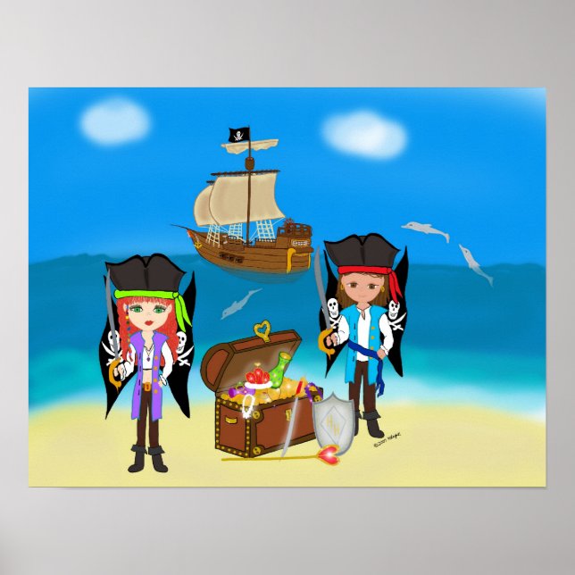 Poster Piratas e tesouro (Frente)