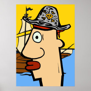 Póster Pirate Cartoon Head