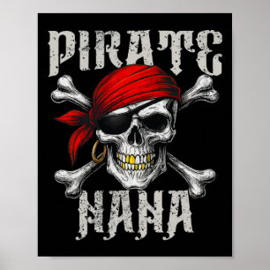Poster Pirate Nana Jolly Roger Flag E Skull Crossbones