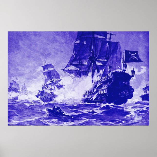 PÓSTER PIRATE SHIP BATTTTLE EM AZUL (Frente)