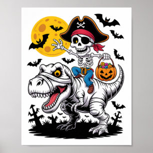 Poster Pirate Skeleton Halloween T Rex Candy Dinosaur Shi