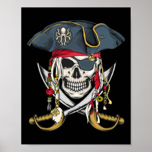 Poster Pirate Skull Halloween Meninas Meninas Crianças Ad