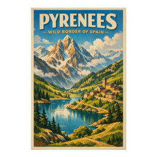 Póster Pirenéus, Espanha, em uma clássica viagem retrô