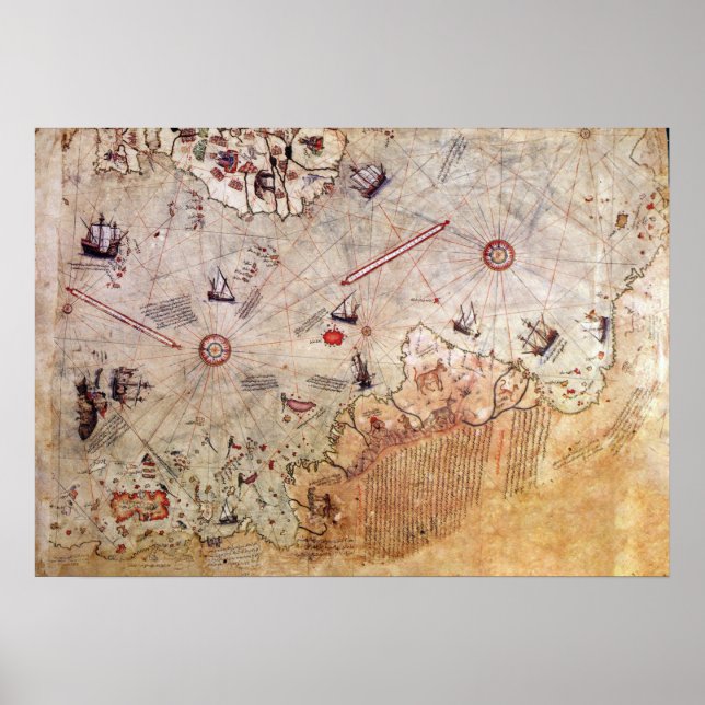 Poster piri reis antiga história do mapa mistério da anti (Frente)