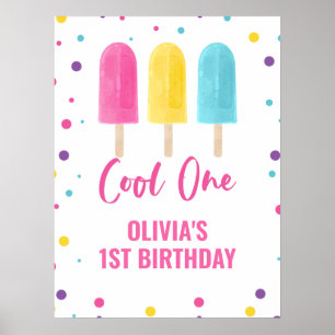 Poster Pirulito Arco-Íris de 1º aniversário do Cool One