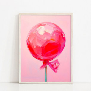Poster Pirulito Rosa Arte Pop Moderno Doces Natureza-Mort