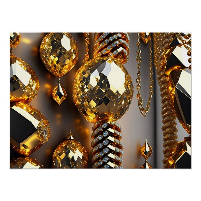 Póster Pisca! Bonitas joias caos em ouro (Frente)