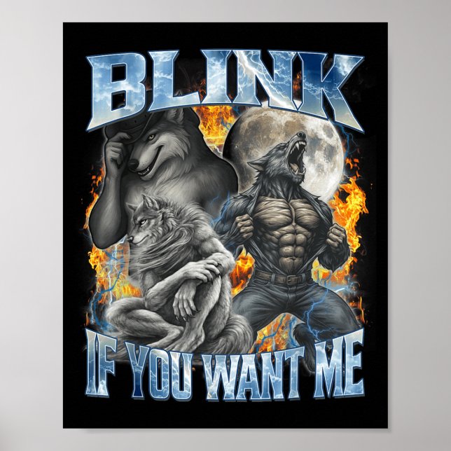 Poster Piscar Se Você Quer Eu Piada Alpha Wolf Contrafaçã (Frente)