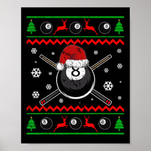 Poster Piscina de Natal Billiard Snooker Esporte Engraçad