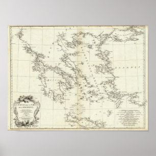 Póster Piscina e mapa gravado Turquia