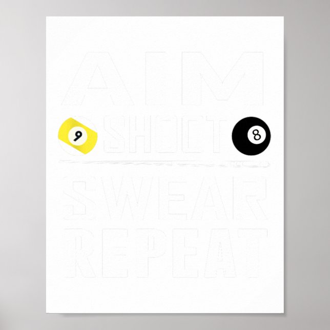 Poster Piscina engraçada Billiard Aim Shoot Jure Repetir  (Frente)