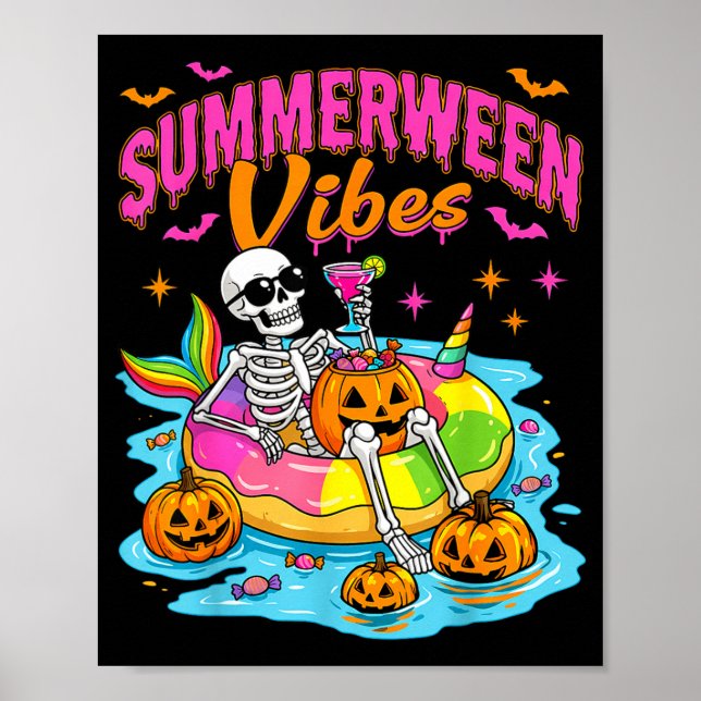 Poster Piscina Flutuante de Halloween de Summerween Esque (Frente)