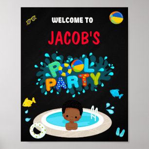 Poster Piscina sinal de festa de boas-vindas Boy splash n