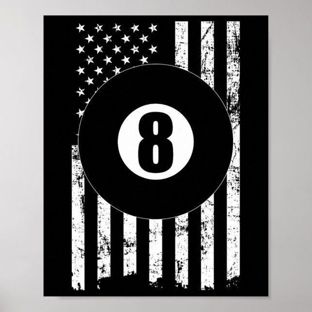 Poster Piscina Snooker Billiards Player 8 Ball Eua Americ (Frente)