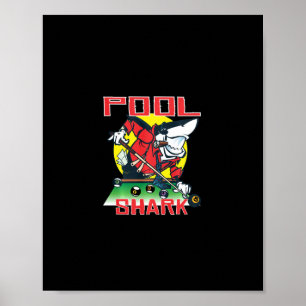 Poster Piscina Tubarão Engraçado Bilhar Oito Bola Nove