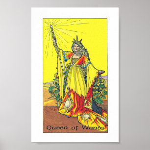 Póster Pisco de peito vermelho Tarot de madeira - rainha