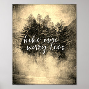 Poster pise mais se preocupe menos aspas árvores sepia am