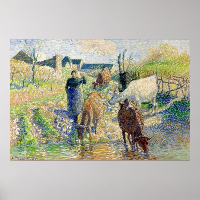 Poster Pissarro - As Vacas Que Vigiam Osny 1886 (Frente)