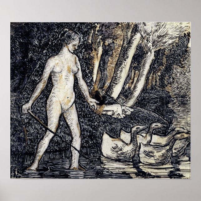 Poster Pissarro - Banhista Com Gansos 1895 (Frente)