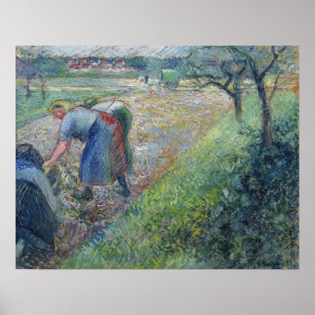 Poster Pissarro - Camponeses No Trabalho Pontoise 1880 (Frente)