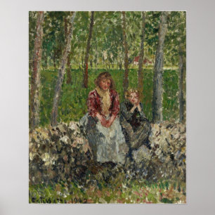 Poster Pissarro - Camponeses Sentados Sob As Árvores, Mo