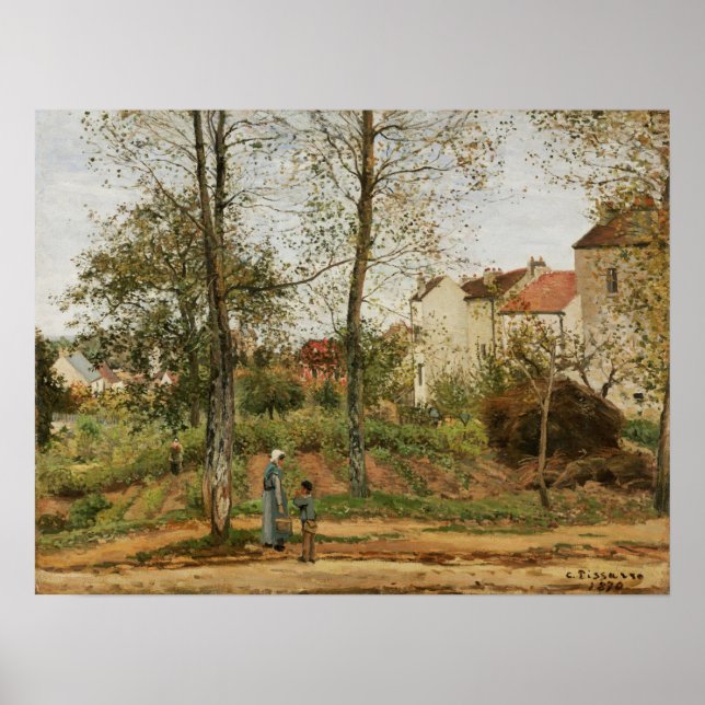 Poster Pissarro - Casas em Bougival (Outono) (Frente)