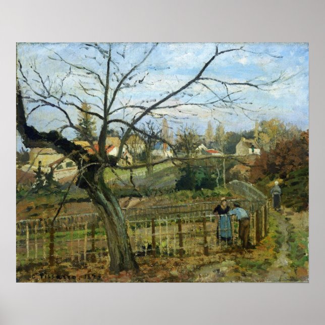 Poster Pissarro - Conversa junto à cerca 1872 (Frente)