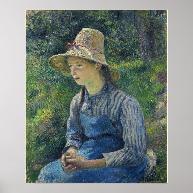 Poster Pissarro - Jovem Camponesa Vestindo Um Chapéu 1881 (Frente)